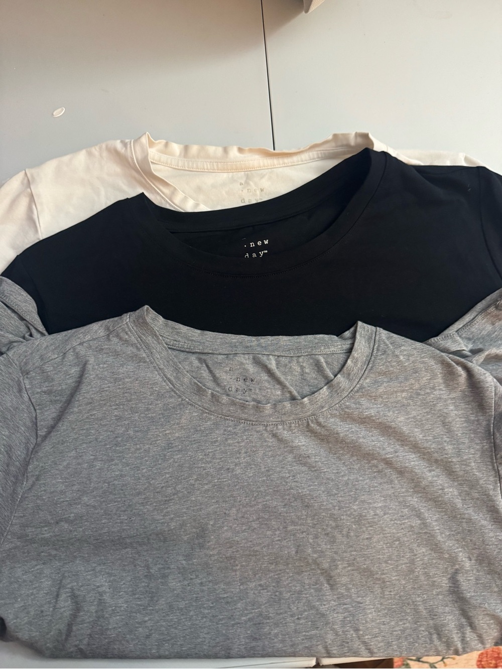 a new day Women's Short Sleeve Tee Trio in Gray, Black, White